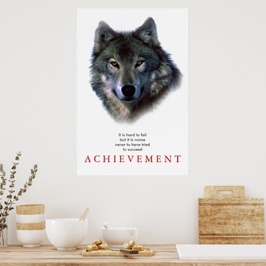 Gris Wolf Motivation Unique Poster Imprimer (Cuisine)