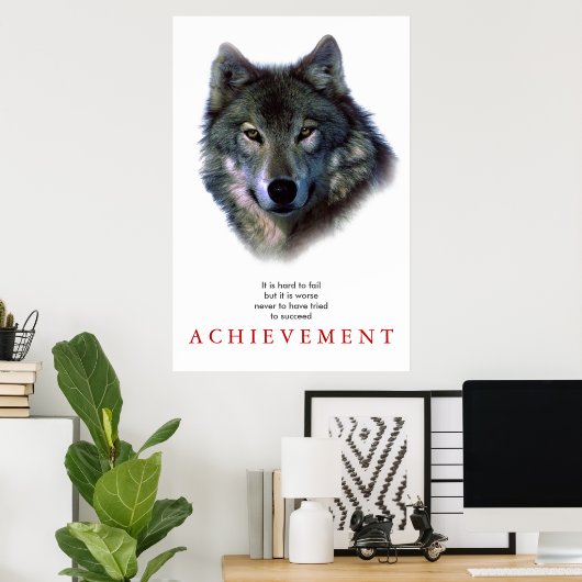Gris Wolf Motivation Unique Poster Imprimer (Bureau à domicile)
