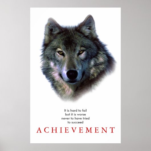Gris Wolf Motivation Unique Poster Imprimer (Devant)