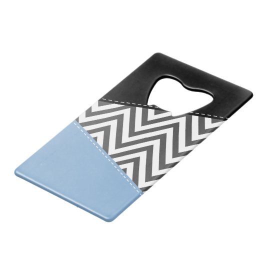 Gris Zigzag, Gris Chevron, Motif Zigzag, Bleu (Dos Angle)