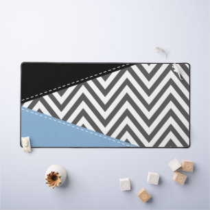 Gris Zigzag, Gris Chevron, Motif Zigzag, Bleu