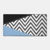 Gris Zigzag, Gris Chevron, Motif Zigzag, Bleu (Recto)