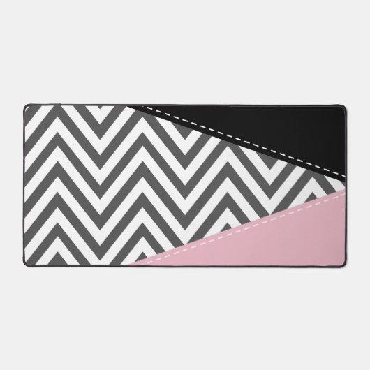 Gris Zigzag, Gris Chevron, Motif Zigzag, Rose (Recto)