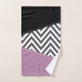 Gris Zigzag, Gris Chevron, Motif Zigzag, Violet (Serviette à main)