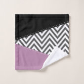 Gris Zigzag, Gris Chevron, Motif Zigzag, Violet (Gant de toilette)