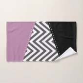 Gris Zigzag, Gris Chevron, Motif Zigzag, Violet (Serviette à main)