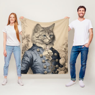 Grissaile Kat Gentleman Botanische Rozen Fleece Deken