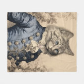  Grissaile Kat Gentleman Botanische Rozen Fleece Deken (Voorkant (Horizontaal))