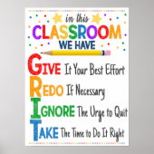 GRIT Acronym Classroom Poster (Devant)
