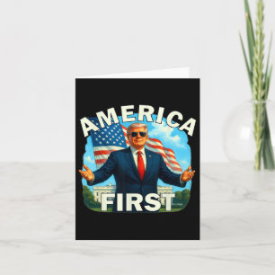 Gritty Bold Retro Politieke Slogan America First D Kaart