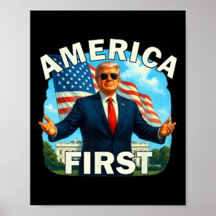 Gritty Bold Retro Politieke Slogan America First D Poster
