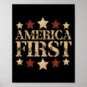 Gritty Bold Retro Politieke Slogan Amerika Eerst D Poster