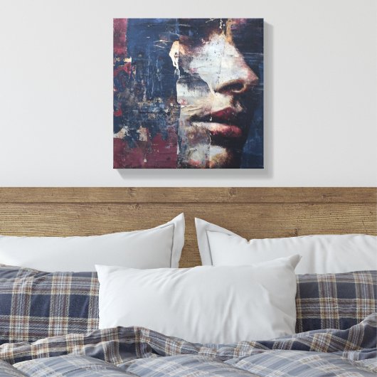 Gritty Distressed Portrait Canvas print (Insitu (Slaapkamer))