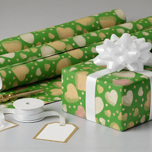 Gritty Love harten levendig groen Cadeaupapier