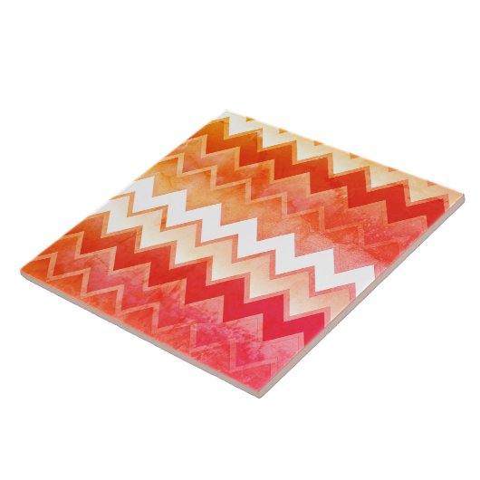 Gritty Oranje Chevron Pattern Tegeltje (Zijkant)