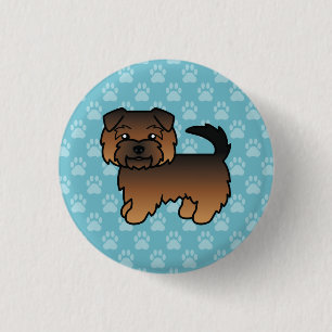 Grizzle Norfolk Terrier Cartoon Hond Op Blauwe Ach Ronde Button 3,2 Cm