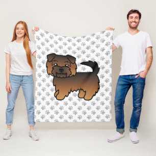 Grizzle Norfolk Terrier Cartoon Hond & Pootjes Fleece Deken