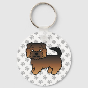 Grizzle Norfolk Terrier Cartoon Hond & Pootjes Sleutelhanger