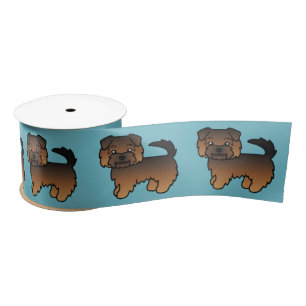 Grizzle Norfolk Terrier Honden op een rij op Blauw Lint