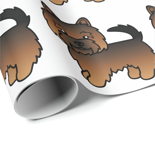 Grizzle Norwich Terrier Cartoon Dog Pattern Cadeaupapier (Rol Hoek)