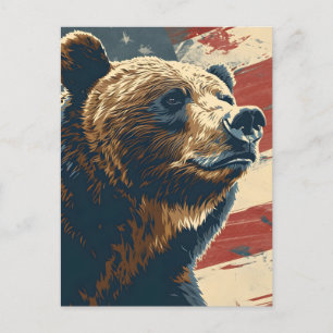  Grizzly Amerikaanse vlag Briefkaart