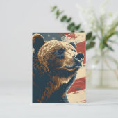  Grizzly Amerikaanse vlag Briefkaart (Staand voorkant)