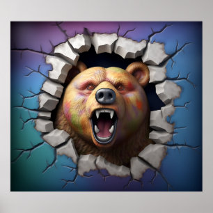 Grizzly Bear Brexing Out Imprimer Poster Artwork
