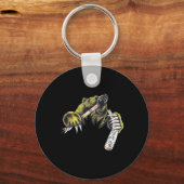 Grizzly Bear Bursting Though Biting Hockey Stick L Sleutelhanger (Voorkant)