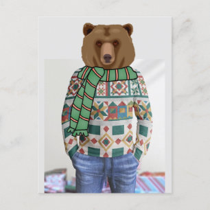 Grizzly Bear Chandail de Noël CARTE POSTALE