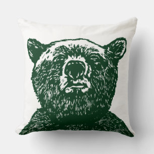 GRIZZLY BEAR Christmas Hunter Green Coussin Vintag