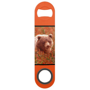 Grizzly Bear Cub dans Fireweed Peinture Art de la