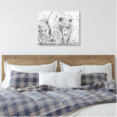 Grizzly Bear & Cub Gray scale abstract coloring  Canvas Afdruk (Insitu (Slaapkamer))