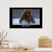 GRIZZLY BEAR Fishing for Saumon Poster (Cuisine)