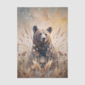 Grizzly Bear in Meadow Grass in Neutral Shades Tissuepapier (Voorkant)
