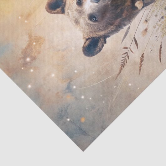 Grizzly Bear in Meadow Grass in Neutral Shades Tissuepapier (Detail)