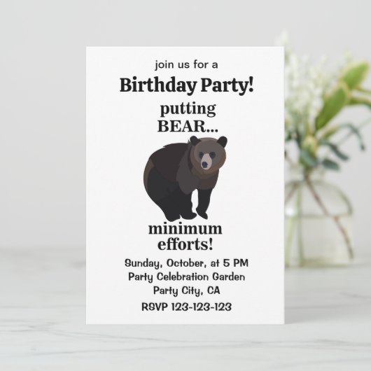 Grizzly Bear Putting Bear Minimum Efforts Funny Kaart (Staand voorkant)