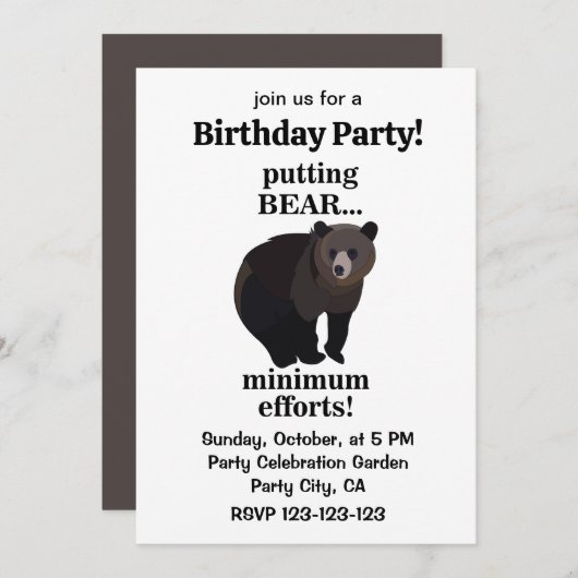 Grizzly Bear Putting Bear Minimum Efforts Funny Kaart (Voorkant / Achterkant)