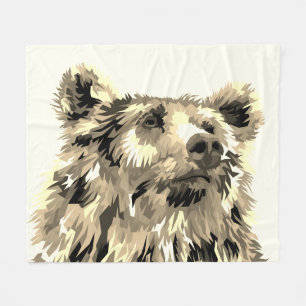 Grizzly beer abstract pop art bruin fleece deken