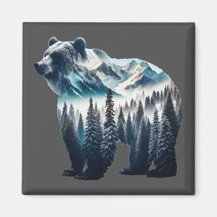 Grizzly Beer Bergen en bossen Magneet