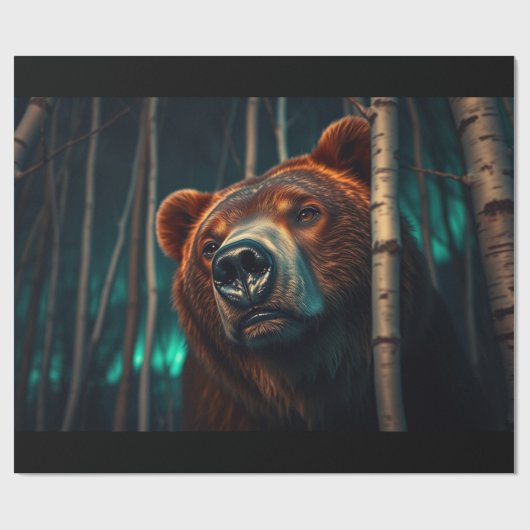 Grizzly Beer, Berken en Aurora Art Cadeaupapier (Vlak)