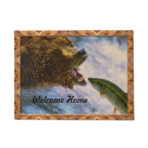 Grizzly Beer Catching Steelhead Salmon Doormat