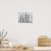 Grizzly Beer & Cub Grey scale abstract kleuren Poster (Keuken)