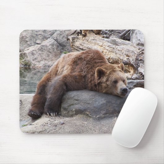 Grizzly Beer die op Rock rust Muismat (Met muis)