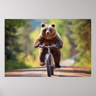 Grizzly Beer Dier Fun Fietsfiets Happy Relax Poster