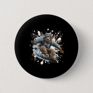 Grizzly Beer Dier Snowboarden Sport Snowboard Ronde Button 5,7 Cm
