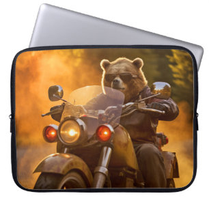 Grizzly Beer Dierenplezier Rijden Moto Bike Happy Laptop Sleeve