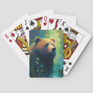 Grizzly Beer Dierenportret Schilderen Wildlife Art Pokerkaarten
