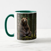 Grizzly Beer en Totem Pole Wildlife Art Mok (Links)