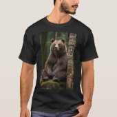 Grizzly Beer en Totem Pole Wildlife Art T-shirt (Voorkant)
