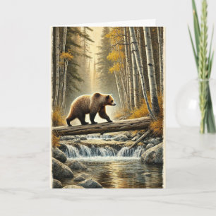 Grizzly Beer Gevallen Log Bridge Creek Herfst Aspe Kaart